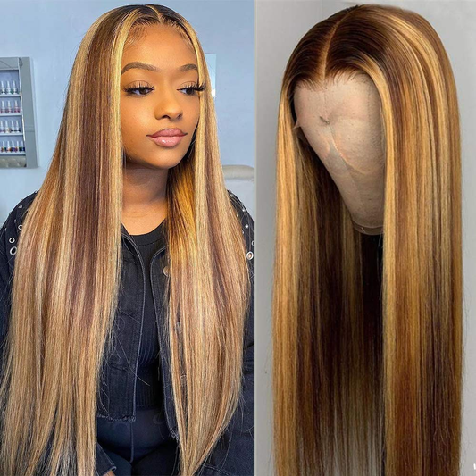 Piano Color Ombre Highlight Transparent Lace Front Wigs Human Hair - Estelle Wig