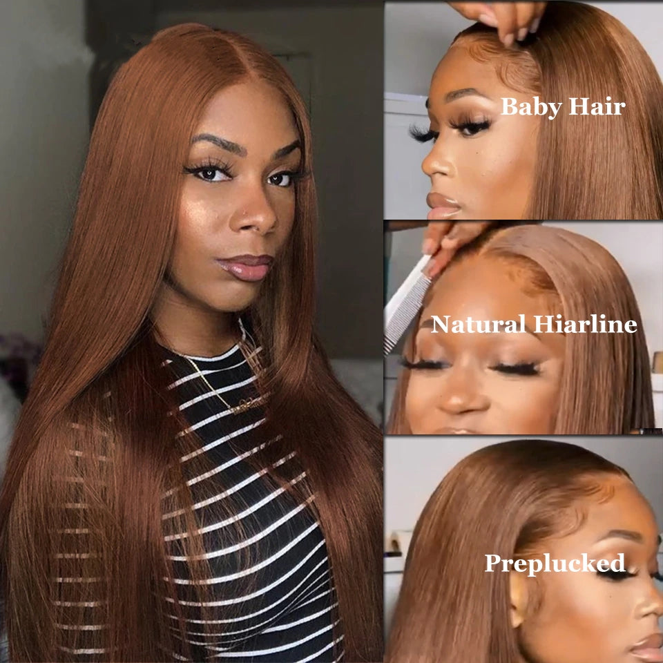 Chestnut Brown Color 13x4 Lace Frontal Wig SALE - Estelle Wig