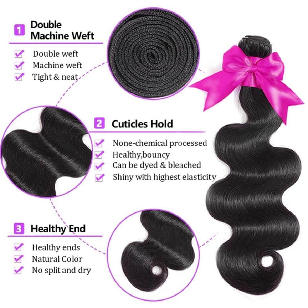 3 Bundles a lot 8A Grade Brazilian Body Wave Virgin Hair