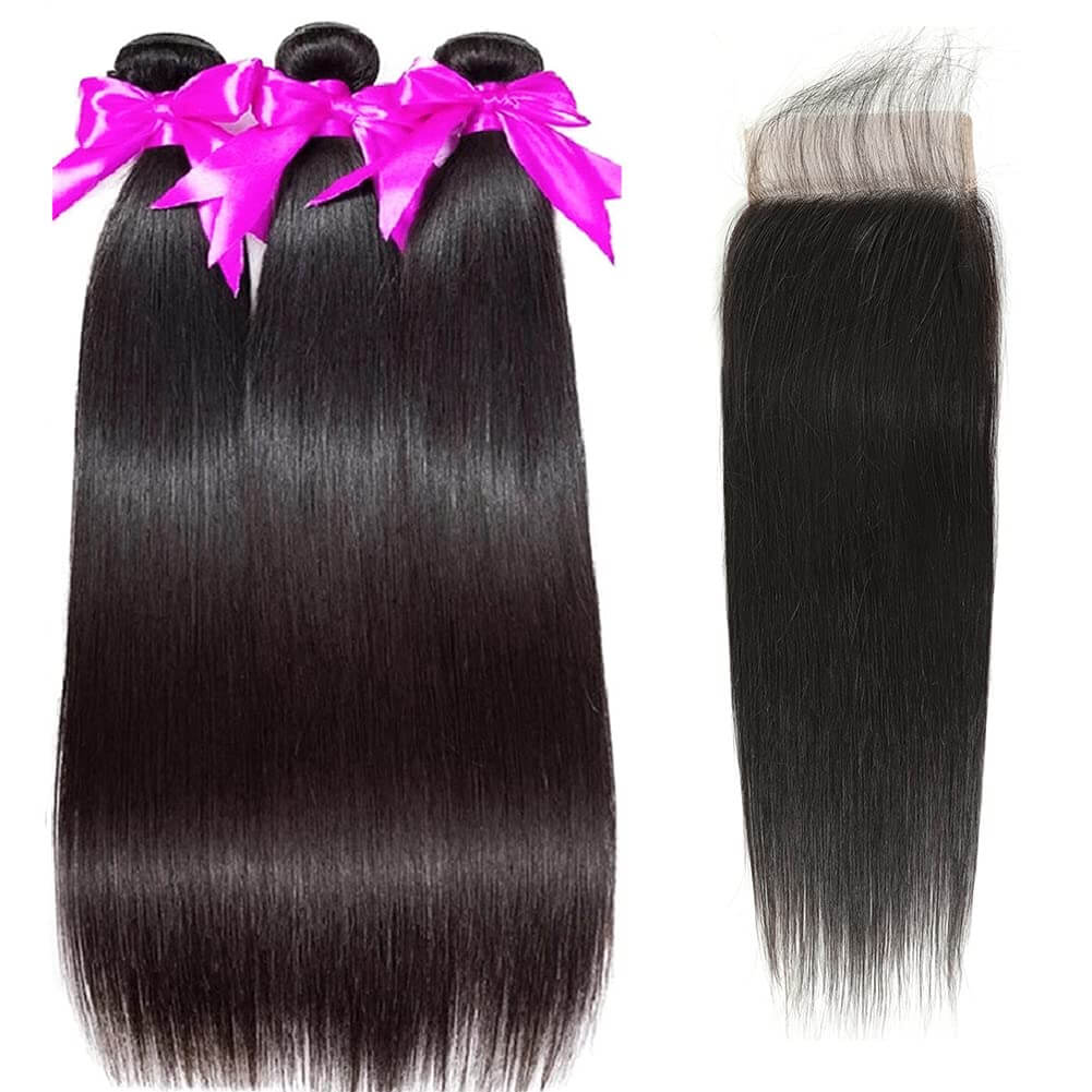 3 Bundles Straight Hair with 4x4 HD Lace Closure a Lot