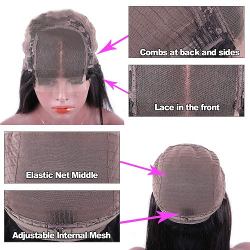Long Straight 4x4 Lace Closure Wigs with Elastic Band - Estelle Wig