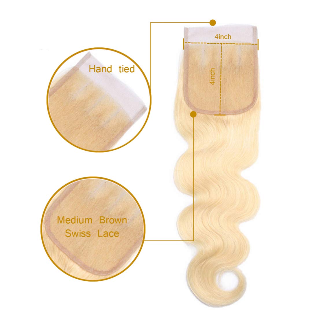 3 Bundles 613 Blonde Body Wave Human Hair with 4x4 Lace Closure a Lot - Estelle Wig