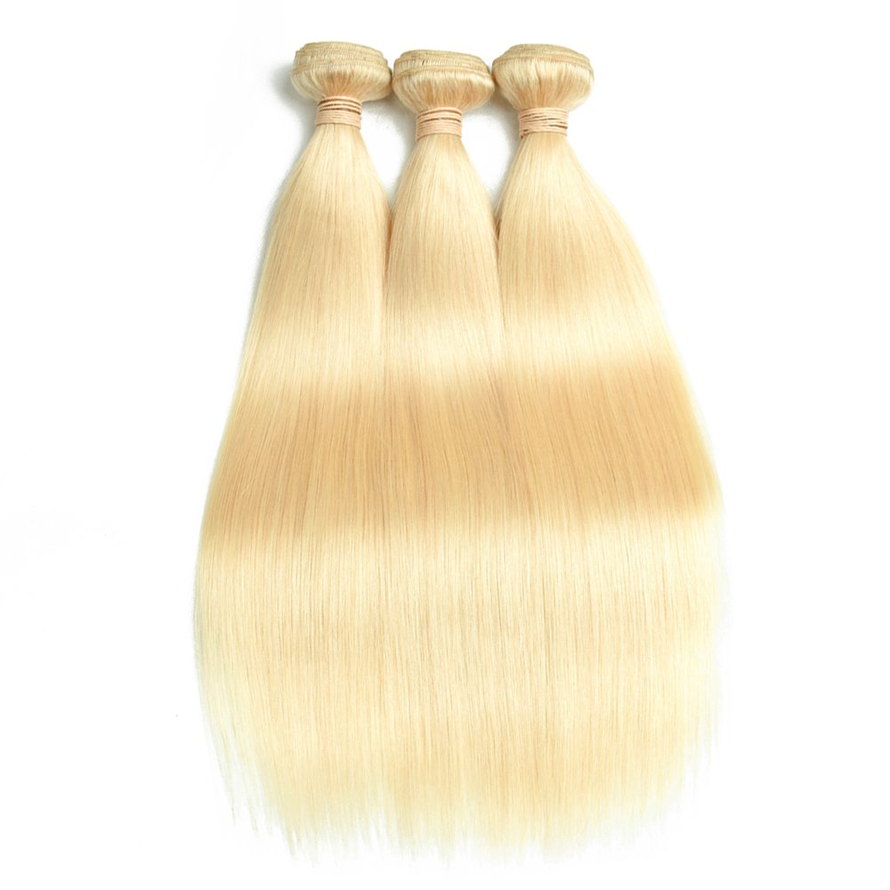 3 Bundles 613 Blonde Straight Human Hair with 13x4 Lace Frontal a Lot - Estelle Wig