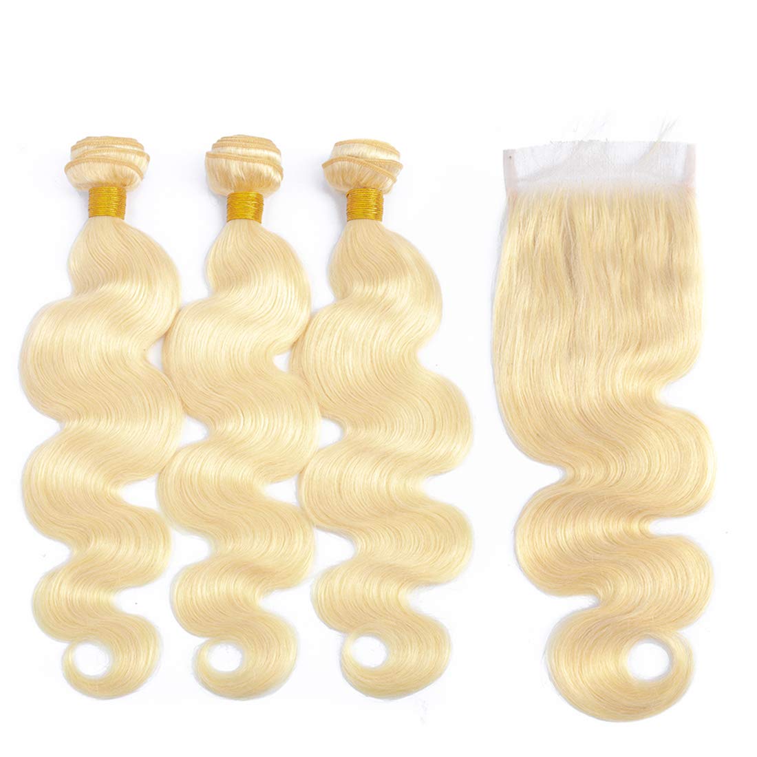 3 Bundles 613 Blonde Body Wave Human Hair with 4x4 Lace Closure a Lot - Estelle Wig