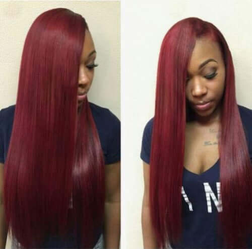 Burgundy 13x6 13x4 T Part Lace Front Wigs Human Hair Straight 150% Density - Estelle Wig