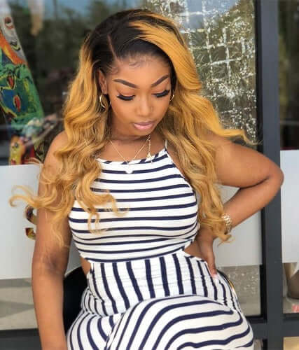 Color 1b/27 Honey Blonde Wavy Transparent 13x4 Lace Front Wig - Estelle Wig