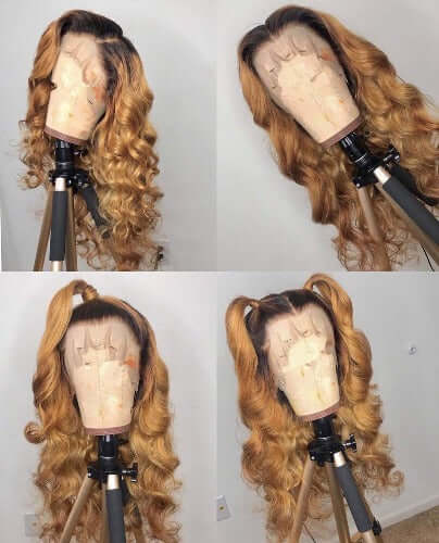 Color 1b/27 Honey Blonde Wavy Transparent 13x4 Lace Front Wig - Estelle Wig