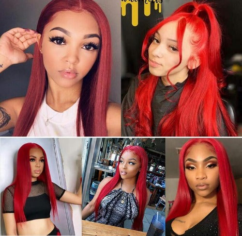 Hot Red 13x4 Lace Front Wigs Human Hair 150% Density - Estelle Wig