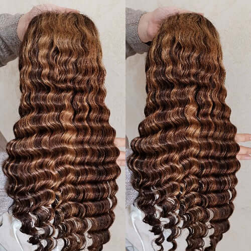 Ombre Highlight Deep Wave Transparent Lace Front Wigs Human Hair - Estelle Wig