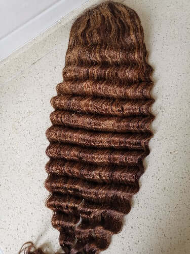 Ombre Highlight Deep Wave Transparent Lace Front Wigs Human Hair - Estelle Wig