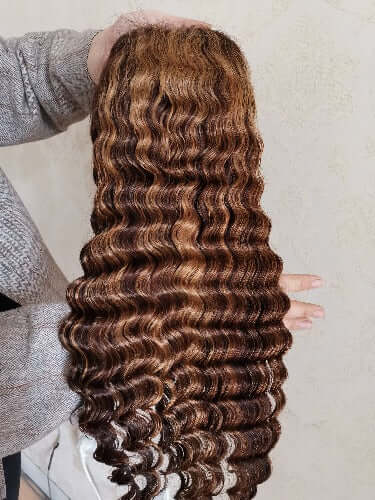 Ombre Highlight Deep Wave Transparent Lace Front Wigs Human Hair - Estelle Wig