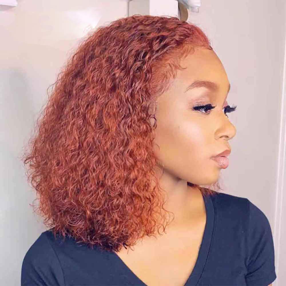 Orange Color T Part Transparent Lace Front Wigs Human Hair - Estelle Wig