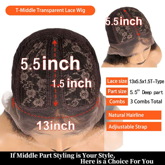 Orange Color T Part Transparent Lace Front Wigs Human Hair - Estelle Wig