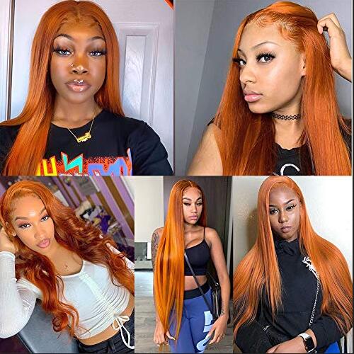 Orange Ginger Lace Front Wigs Straight 150% Density - Estelle Wig