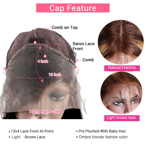Piano Color Ombre Highlight Lace Frontal Wig Bob Straight - Estelle Wig