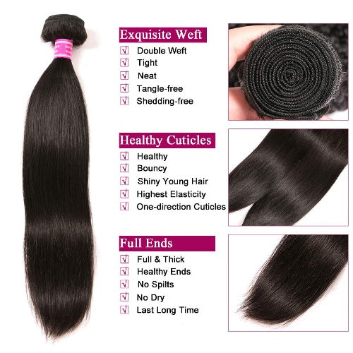 3 Bundles a Lot 8A Grade Brazilian Straight Virgin Hair - Estelle Wig