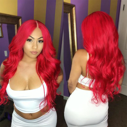 Red Color Lace Frontal Wig Body wave - Estelle Wig