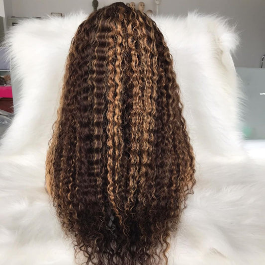 Piano Color Ombre Highlight Wet and Wavy Transparent Lace Front Wigs Human Hair - Estelle Wig