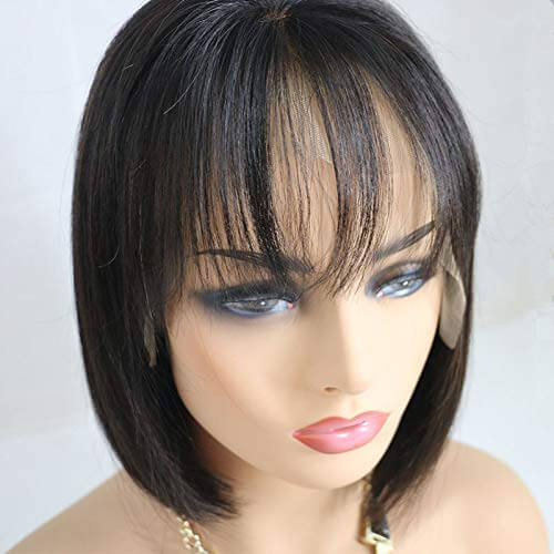 Short Bob Cut 4x4 Closure Wigs with Air Bang for Summer 10 12 14 Inch