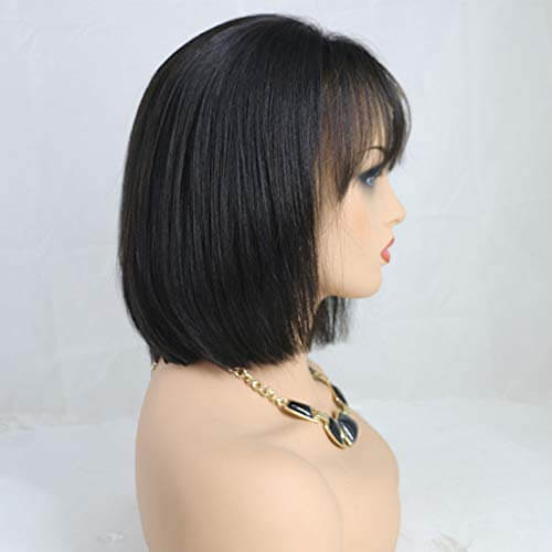 Short Bob Cut 4x4 Closure Wigs with Air Bang for Summer 10 12 14 Inch