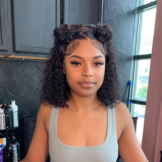 Short Water Wave Curly Bob Cut 13x4 Lace Front Wig for Summer