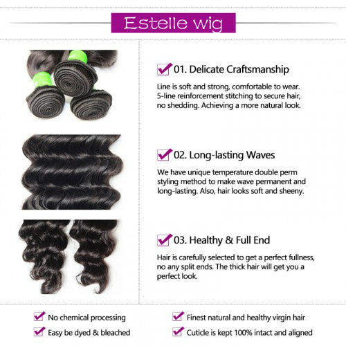 3 Bundles Natural Wave Hair with 4x4 Lace Closure a Lot - Estelle Wig