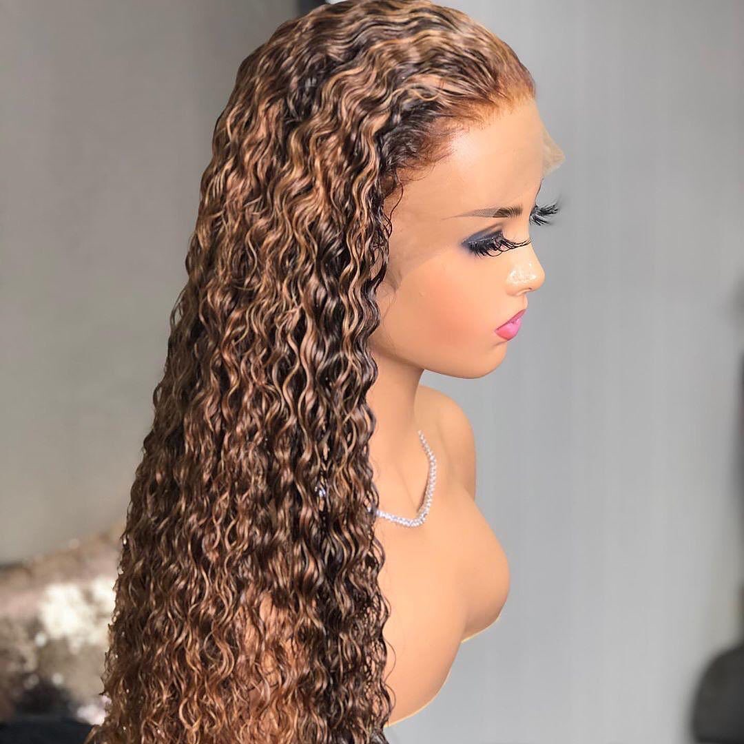 Piano Color Ombre Highlight Wet and Wavy Transparent Lace Front Wigs Human Hair - Estelle Wig