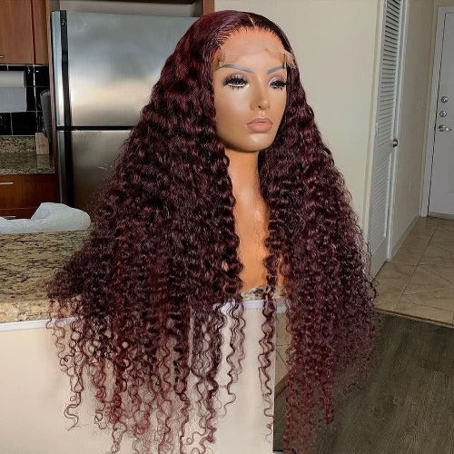 Burgundy Wet and Wavy 99J Lace Frontal Wig - Estelle Wig