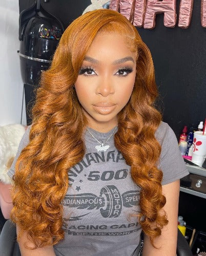 Gold Color 13x4 Transparent Lace Frontal Wavy Wig - Estelle Wig