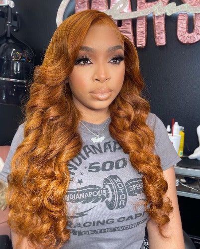 Gold Color 13x4 Transparent Lace Frontal Wavy Wig - Estelle Wig