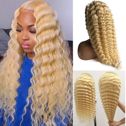Deep Wave Blonde Lace Frontal Wigs 613 - Estelle Wig