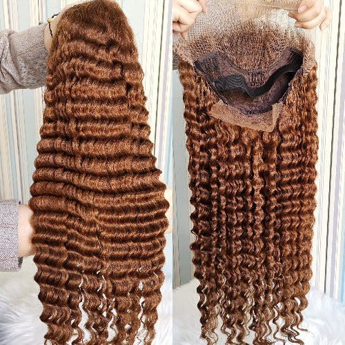 180% Density Honey Blonde Transparent Lace Front Wigs Human Hair Deep Wave by Estelle Wig - Estelle Wig
