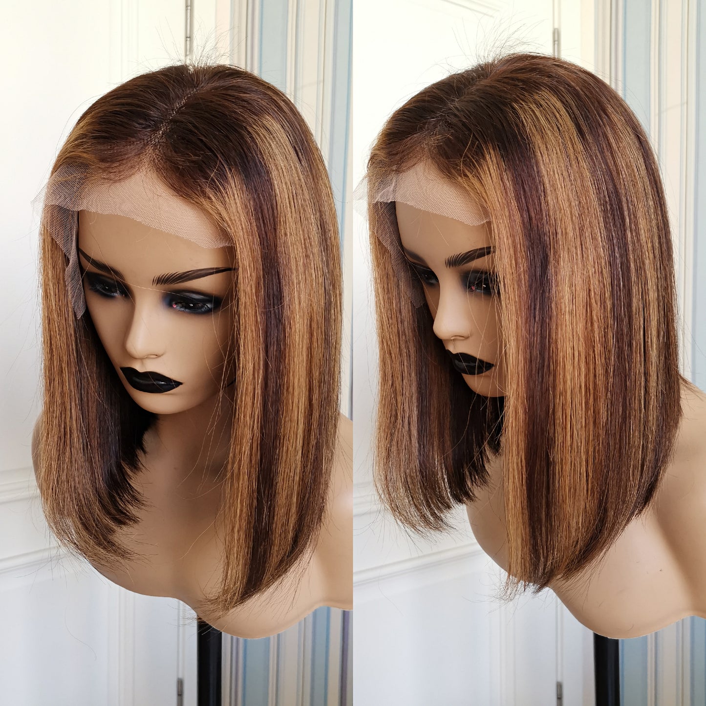 Piano Color Ombre Highlight Transparent Lace Front Wigs Human Hair - Estelle Wig