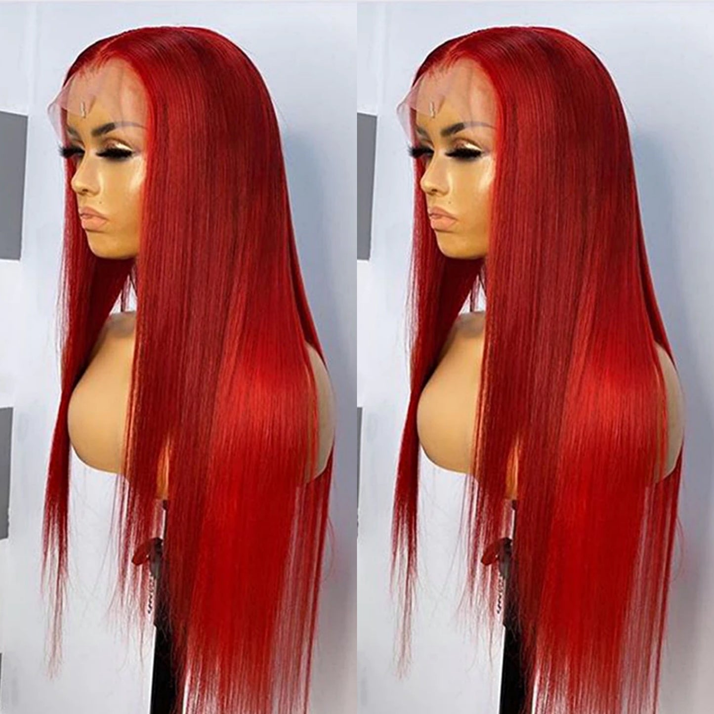 HD Transparent Red Color Lace Frontal Wig Straight - Estelle Wig