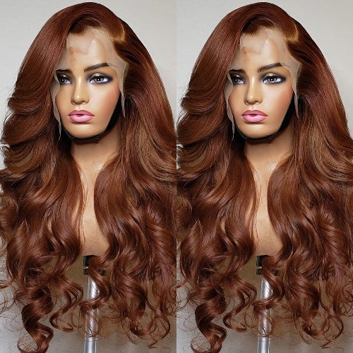 Fall Color Wig Color 30 Chestnut Brown Color 13x4 Lace Frontal Wavy Wig - Estelle Wig