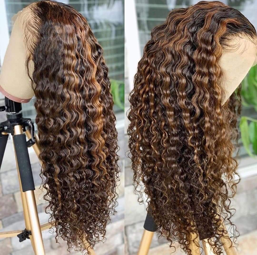 Piano Color Ombre Highlight Wet and Wavy Transparent Lace Front Wigs Human Hair - Estelle Wig