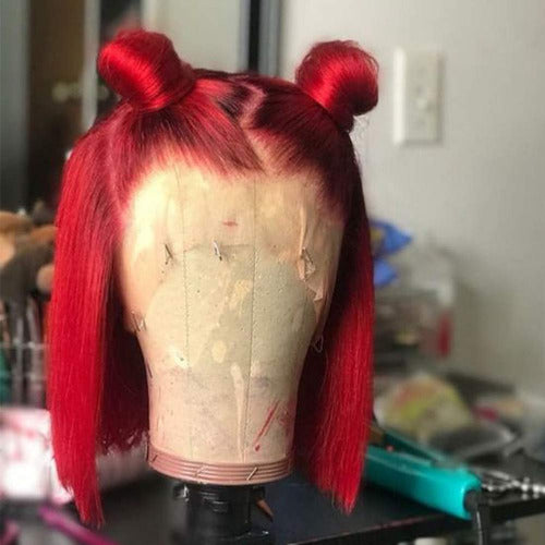 Hot Red Bob 13x4 Frontal Wigs - Estelle Wig