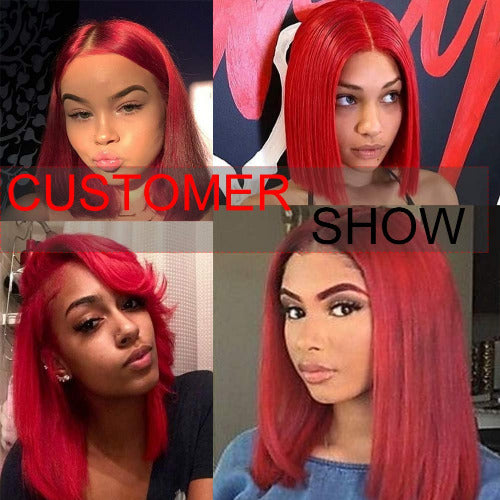 Hot Red Bob 13x4 Frontal Wigs - Estelle Wig
