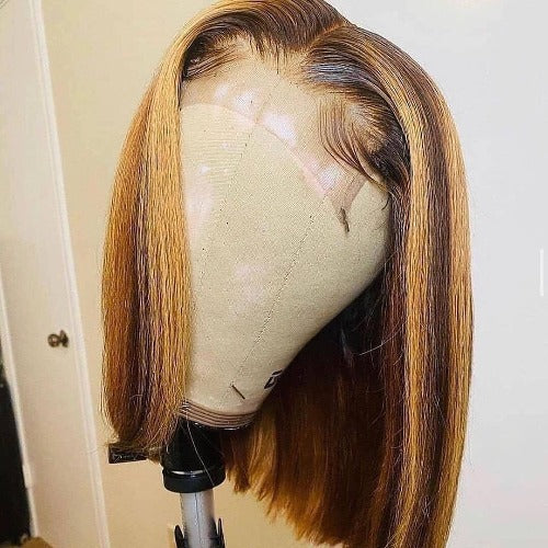 Piano Color Ombre Highlight Lace Frontal Wig Bob Straight - Estelle Wig