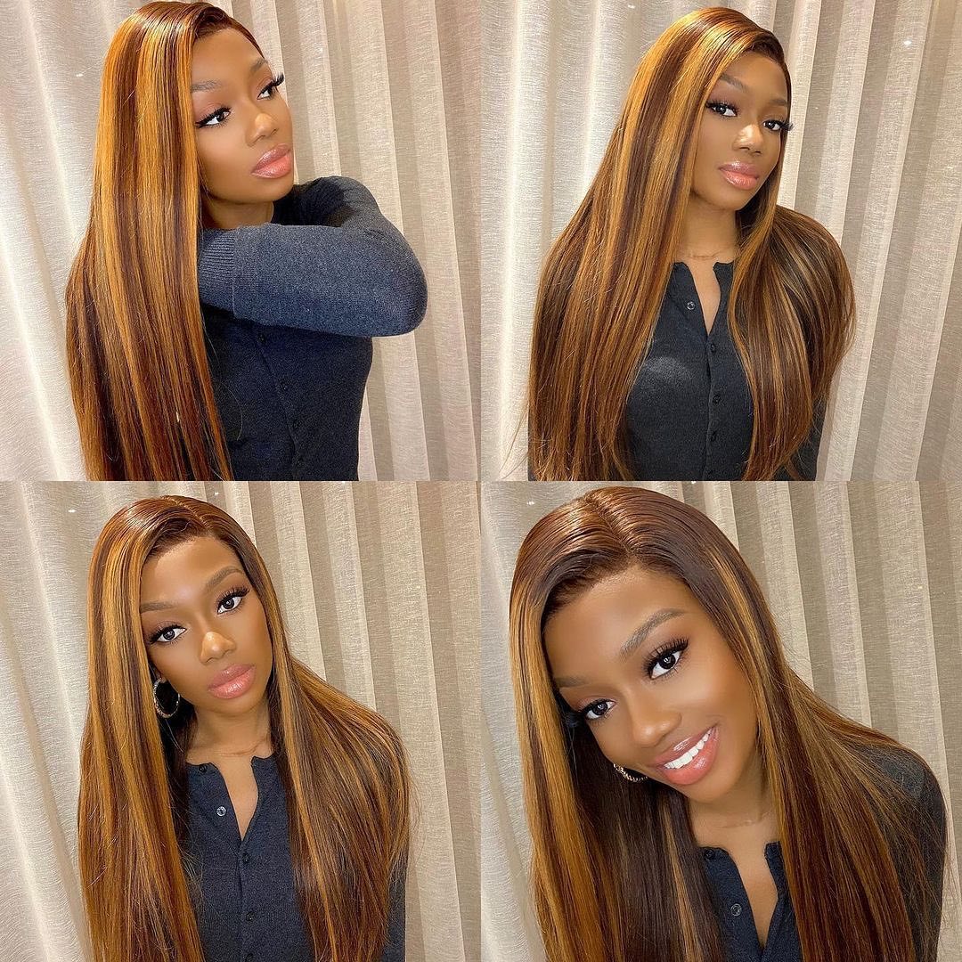 Piano Color Ombre Highlight Transparent Lace Front Wigs Human Hair - Estelle Wig