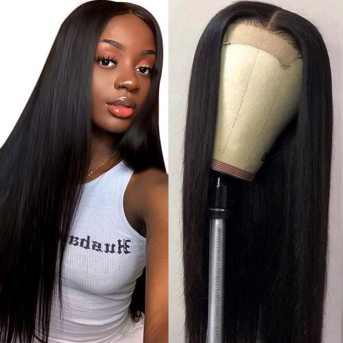 Long Straight 4x4 Lace Closure Wigs with Elastic Band - Estelle Wig
