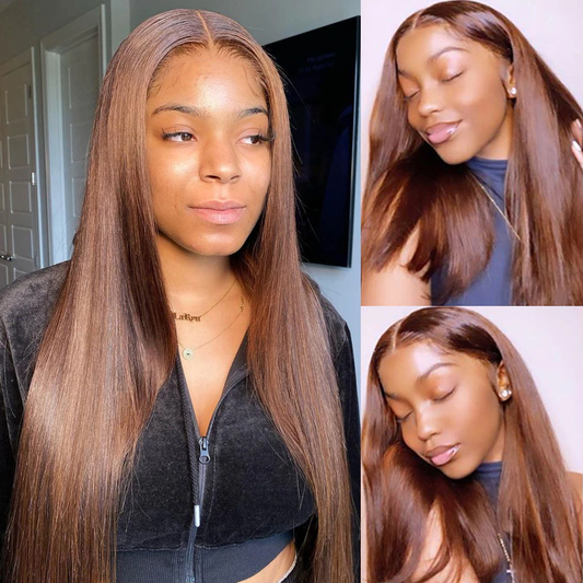 Chestnut Brown Color 13x4 Lace Frontal Wig SALE - Estelle Wig