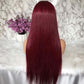 Burgundy 13x6 13x4 T Part Lace Front Wigs Human Hair Straight 150% Density - Estelle Wig