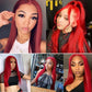 Hot Red 13x4 Lace Front Wigs Human Hair 150% Density - Estelle Wig