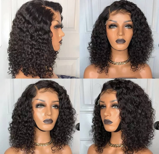 Short Water Curly Bob Cut 13x4 Lace Front Wig - Estelle Wig