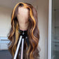 Ombre Piano Color Highlight Transparent Lace Front Wigs Human Hair Body Wave - Estelle Wig