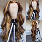 Ombre Piano Color Highlight Transparent Lace Front Wigs Human Hair Body Wave - Estelle Wig