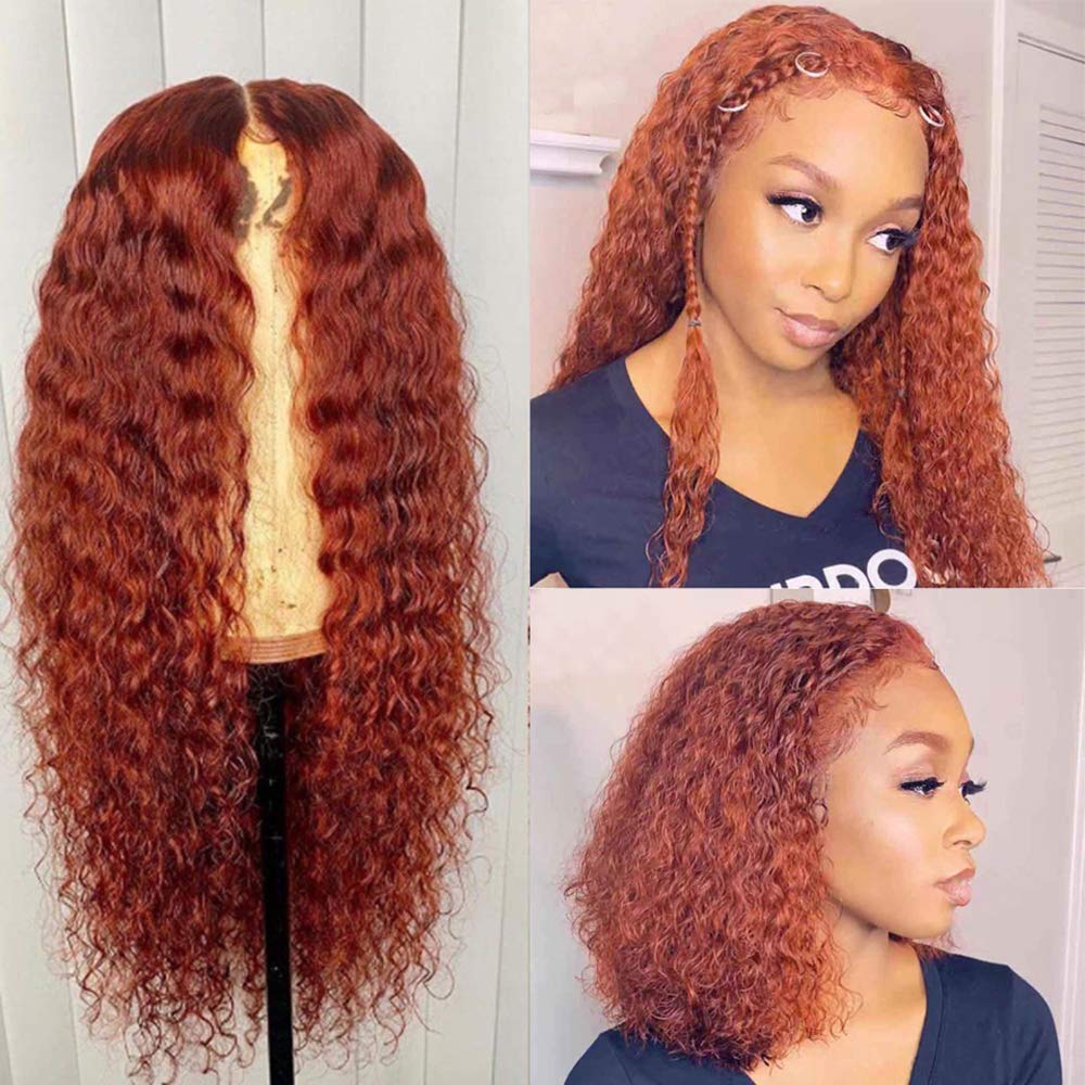 Orange Color T Part Transparent Lace Front Wigs Human Hair - Estelle Wig