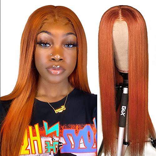 Orange Ginger Lace Front Wigs Straight 150% Density - Estelle Wig