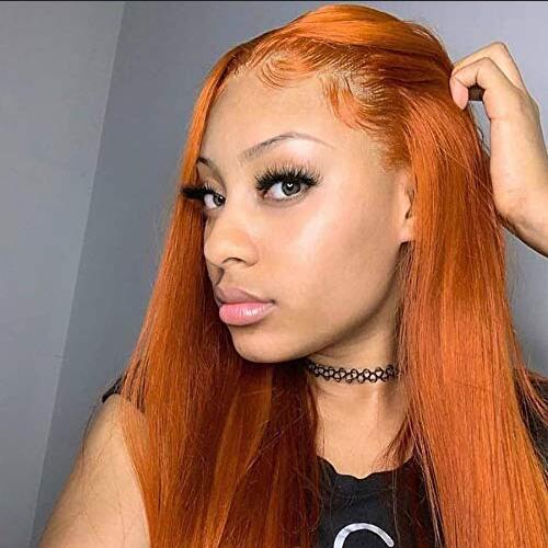 Orange Ginger Lace Front Wigs Straight 150% Density - Estelle Wig